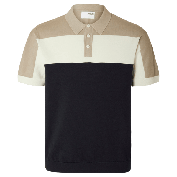 Selected Mattis Short Sleeve Knitted Block Polo Shirt