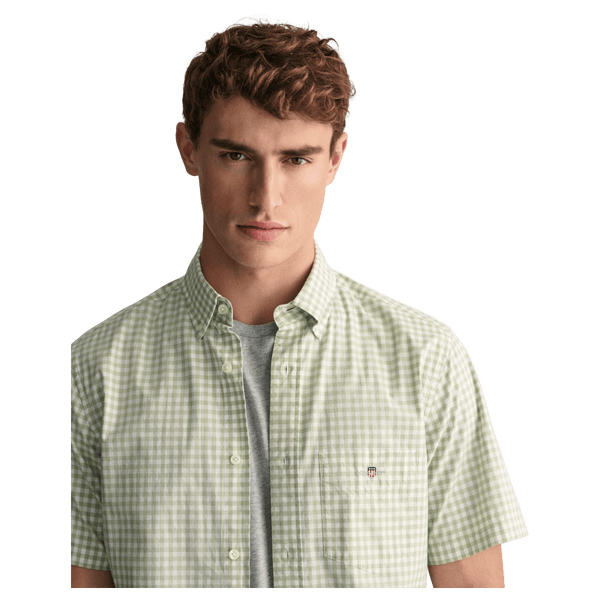 GANT Regular Fit Poplin Gingham Short Sleeve Shirt for Men