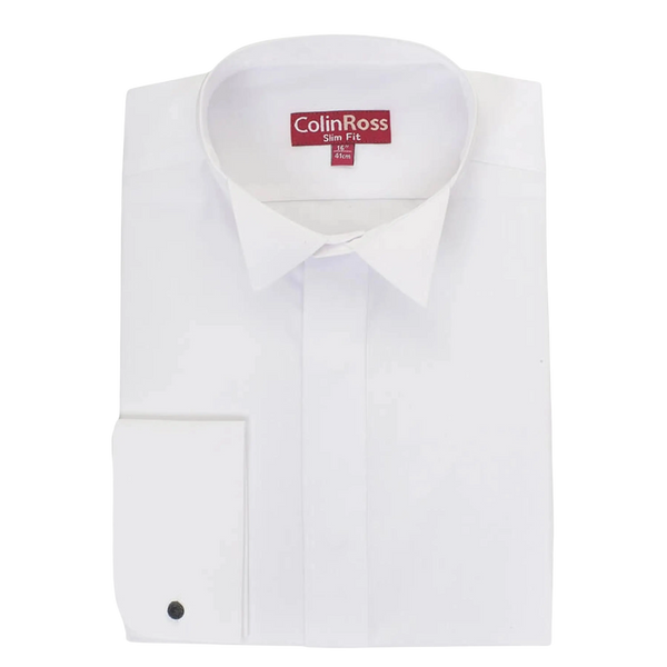 Plain Tailored Wing Collar Shirt in White X-Long Length