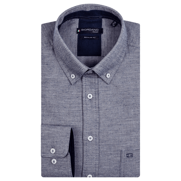 Giordano Mini Two Tone Check Long Sleeve Shirt for Men