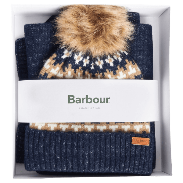 Barbour Eden Fairisle Beanie Hat & Scarf Set for Women