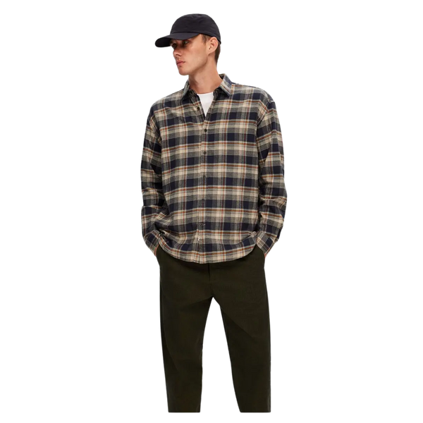 Selected Owen Checked Long Sleeve Flannel Shirt for Men