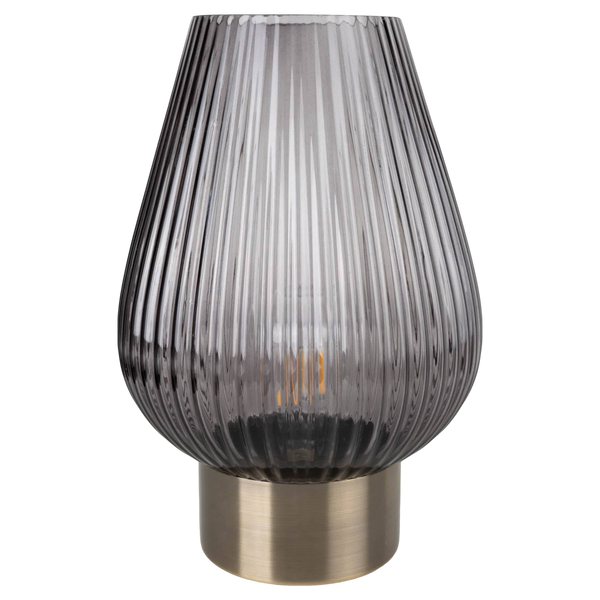 Candlelight Led Glass Footed Ridged Lamp - 33cm