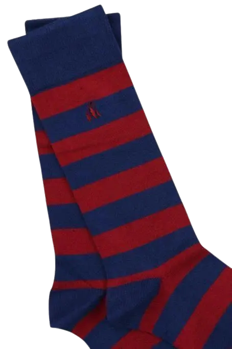 Swole Panda Striped Bamboo Socks for Men in Burgundy