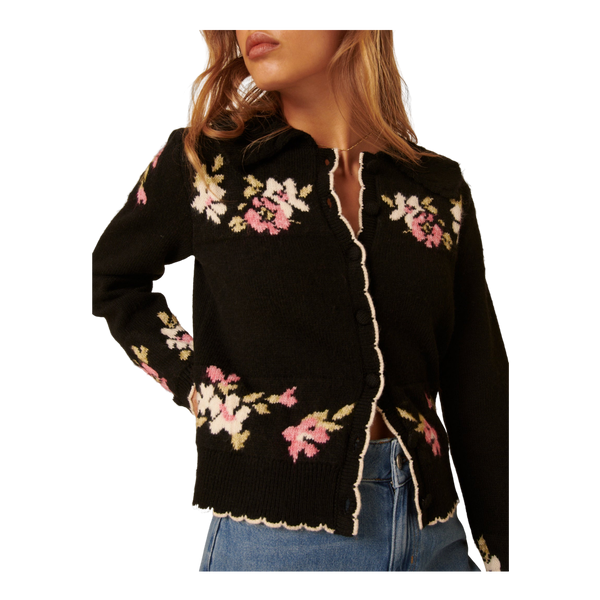 Nobody's Child Floral Jacquard Collared Cardigan