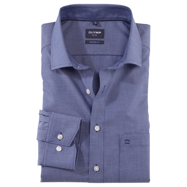 Olymp Textured Plain Long Sleeve Shirt