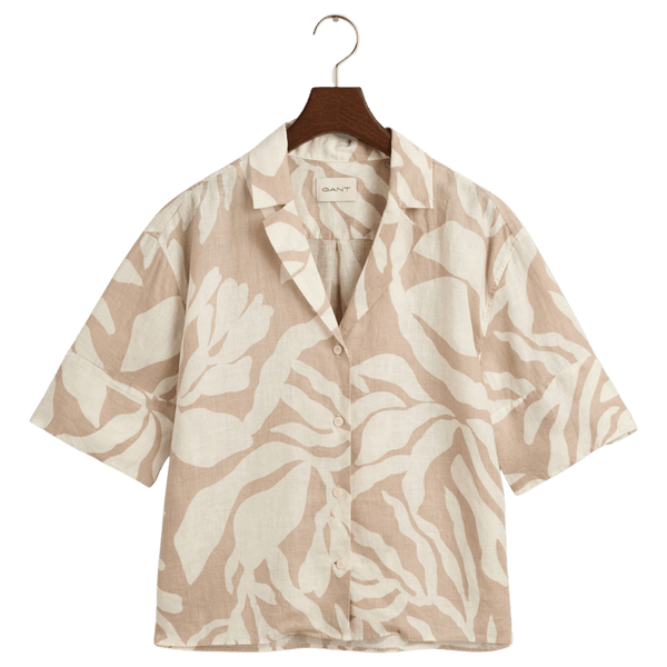 GANT Relaxed Palm Print Short Sleeve Linen Shirt