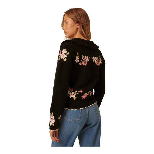 Nobody's Child Floral Jacquard Collared Cardigan