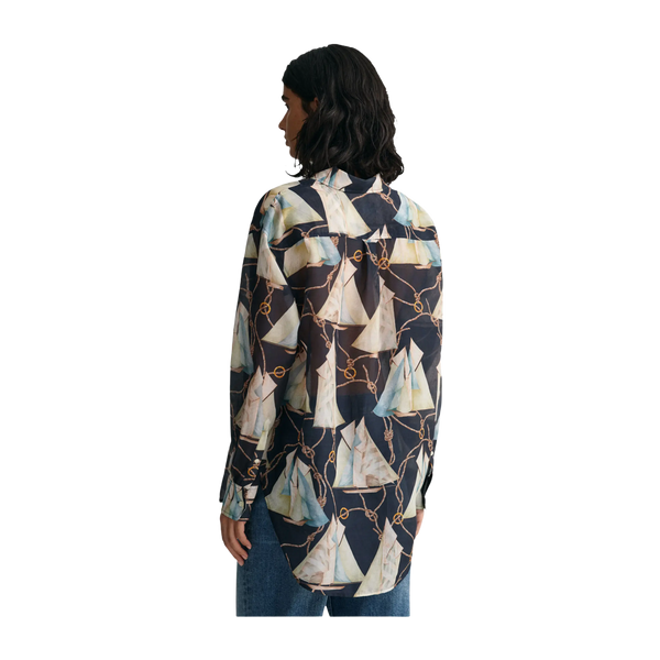 GANT Relaxed Fit Sailing Print Cotton Silk Shirt