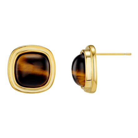 Orelia Jewellery Semi Precious Tigers Eye Square Stud Earrings