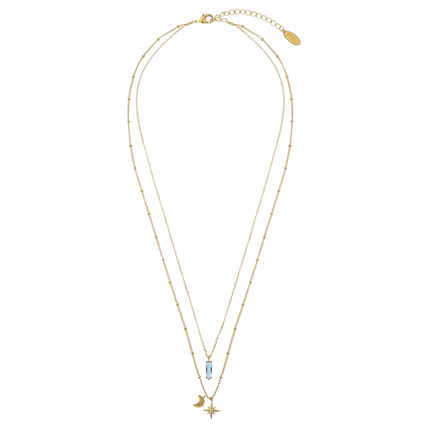 Orelia Jewellery Celestial Cluster & Crystal Baguette 2-Row Necklace