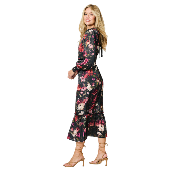 Hope & Ivy The Holly Blouson Sleeve High Neck Maxi Dress