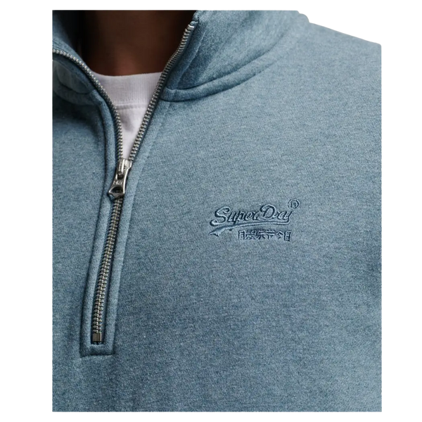 Superdry Vintage Logo Embroidered Henley Zip Sweatshirt for Men