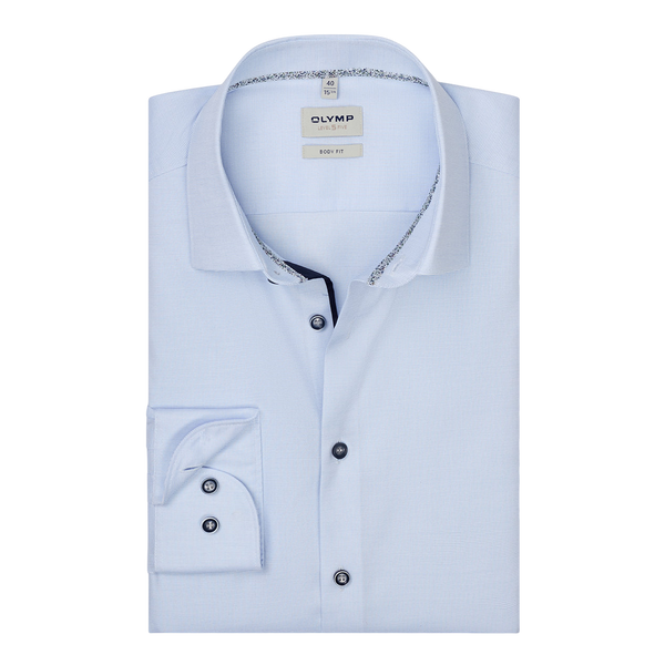 Olymp Body Fit Long Contrast Button Sleeve Shirt With Trim