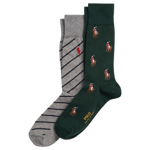 Polo Ralph Lauren Signature Pony & Striped Sock Two Pack for Men