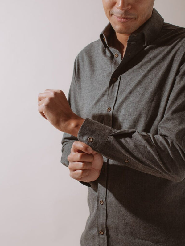 William David Southwold Button Down Herringbone Flannel Shirt