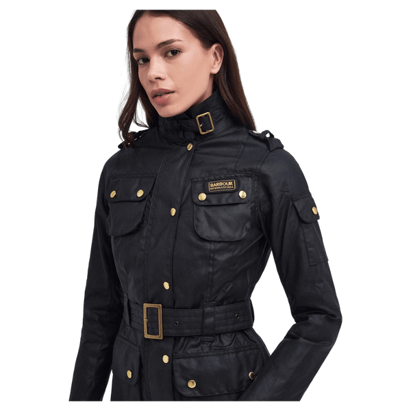 Barbour International International Waxed Jacket in Black