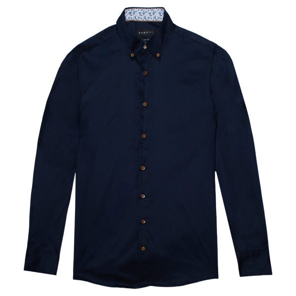 Bugatti Long Sleeve Plain Shirt With Trim