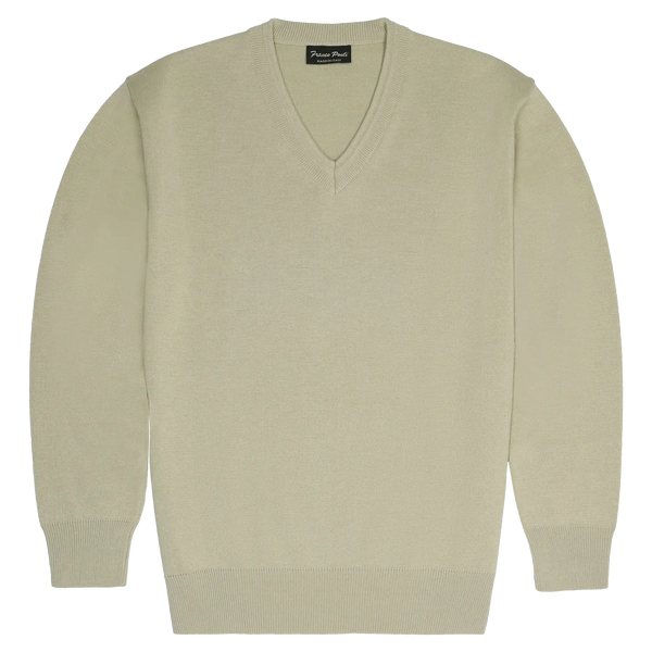 Franco Ponti V Neck Pullover in Tan