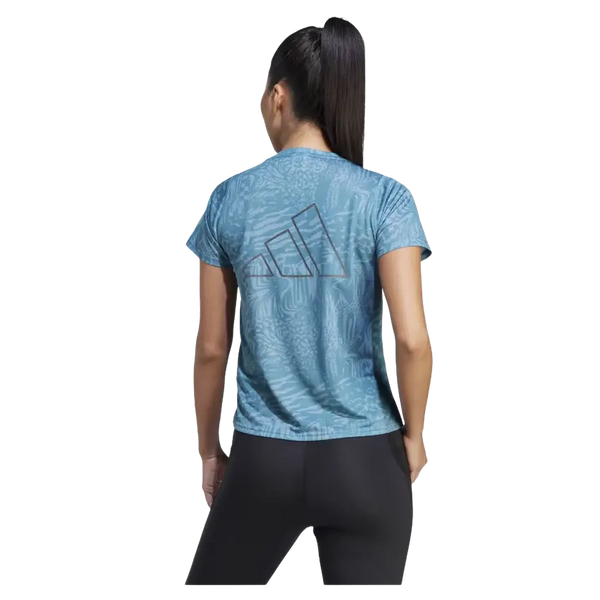 Adidas Run Icons Three Bar Logo All-Over Print Running T-Shirt for Women