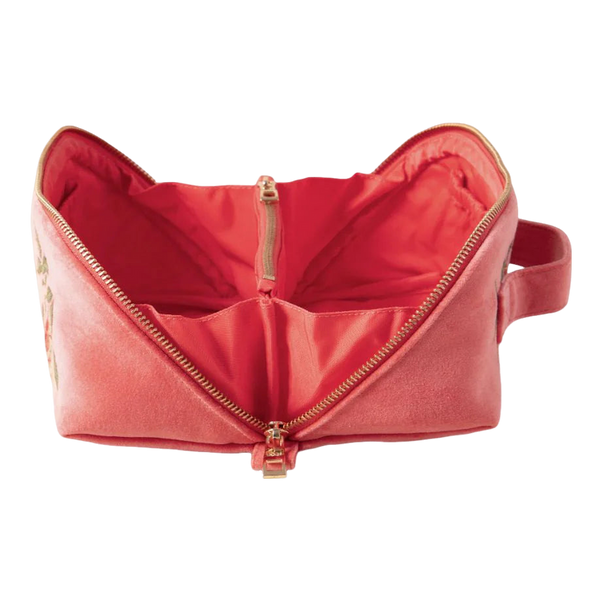 Elizabeth Scarlett Summer Peach Velvet Open Flat Makeup Bag