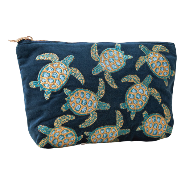 Elizabeth Scarlett Turtle Conservation Velvet Everyday Pouch