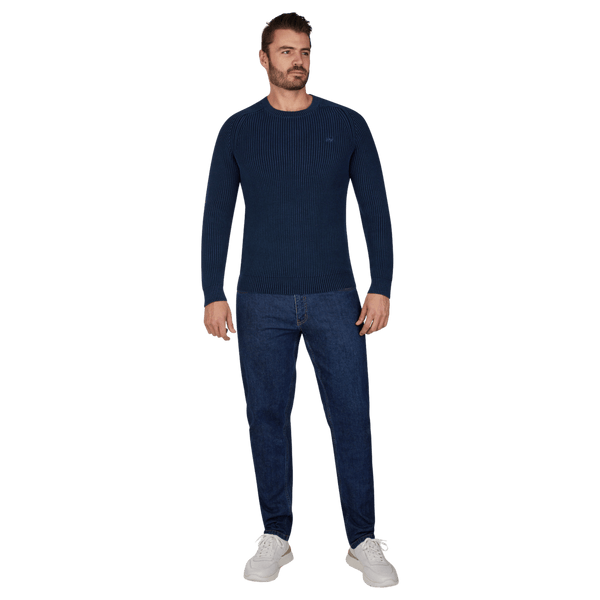 Raging Bull Acid Wash Ribbed Raglan Crew Neck Jumper