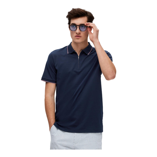Selected Figo Zip Short Sleeve Polo