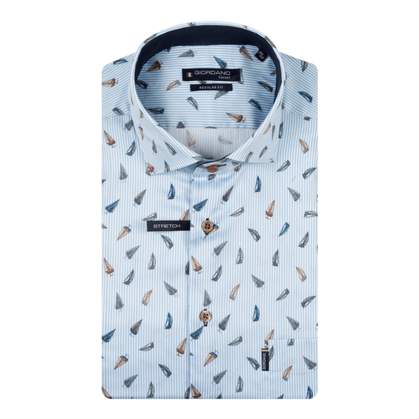 Giordano Sailboat Print Short Sleeve Shirt