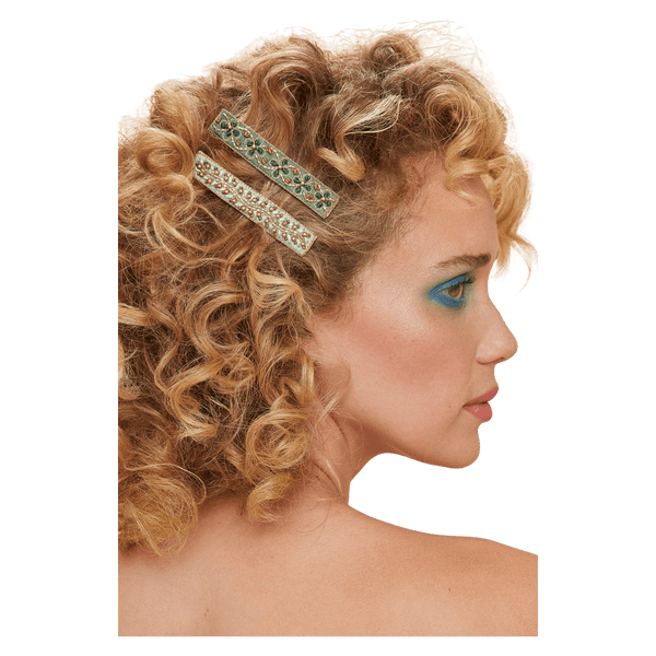 Powder Narrow Jewelled Hair Bar Slide