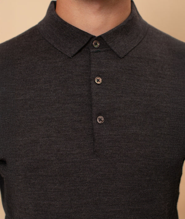 William David 100% Merino Long Sleeve Polo