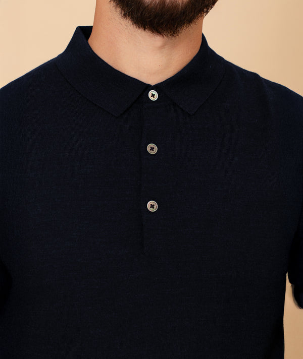 William David 100% Merino Long Sleeve Polo