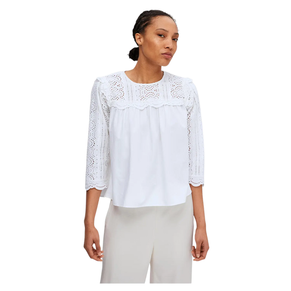 Selected Femme Violette Broderie Anglaise Blouse for Women