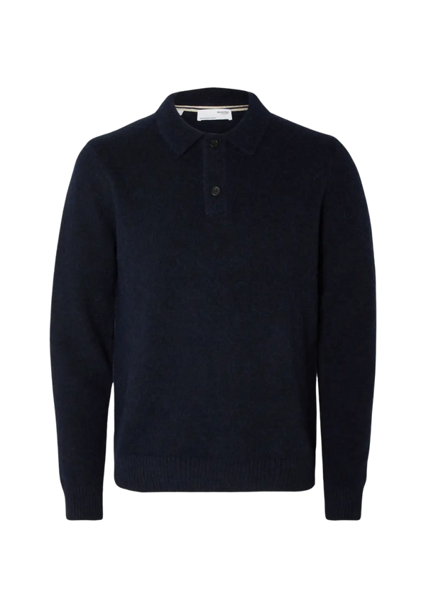 Selected Rai Long Sleeve Knitted Polo Shirt for Men