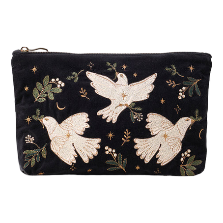 Elizabeth Scarlett Doves Of Peace Velvet Everyday Pouch