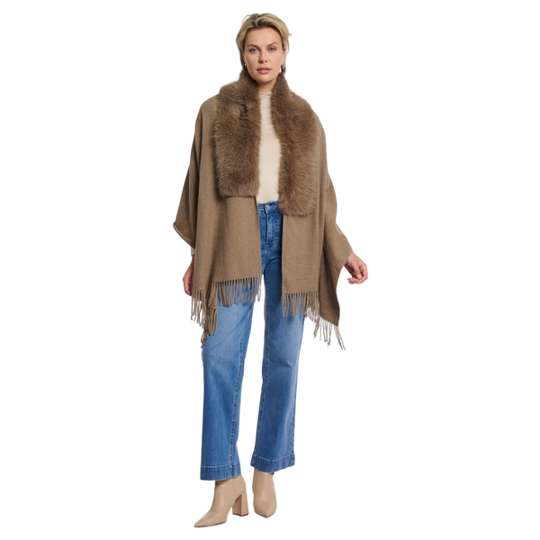Rino & Pelle Wendy Cape With Fur Details