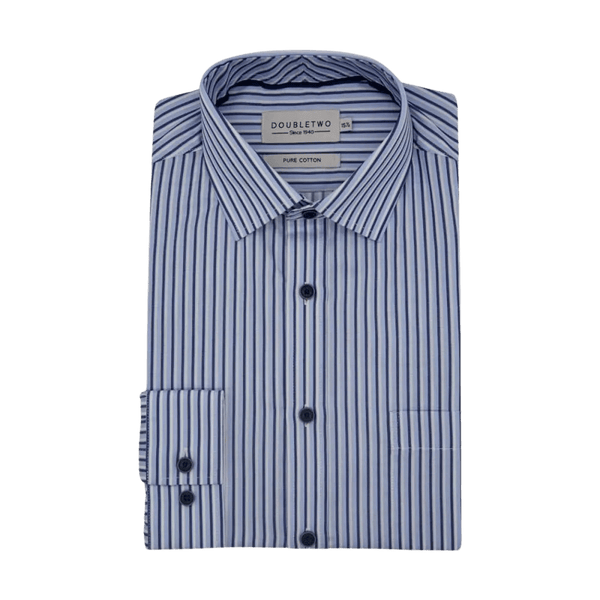Double Two Striped Long Sleeve Formal Shirt for Men