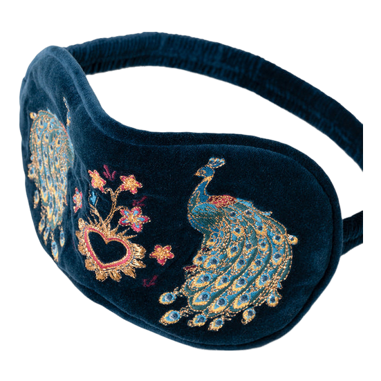 Elizabeth Scarlett Peacock Floral Velvet Eye Mask