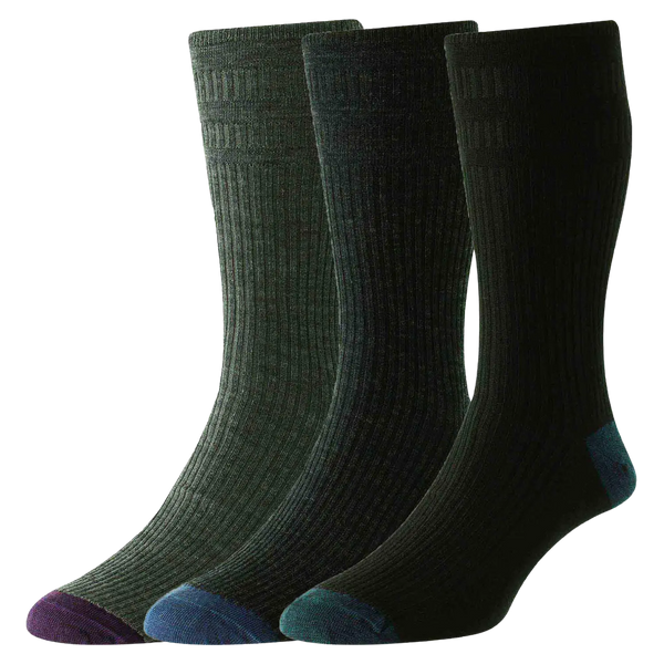 HJ Hall HJ970/3 Three Pack of Wool Rich Softop Socks for Men