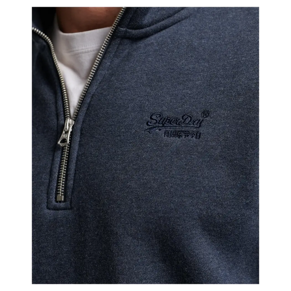Superdry Vintage Logo Embroidered Henley Zip Sweatshirt for Men