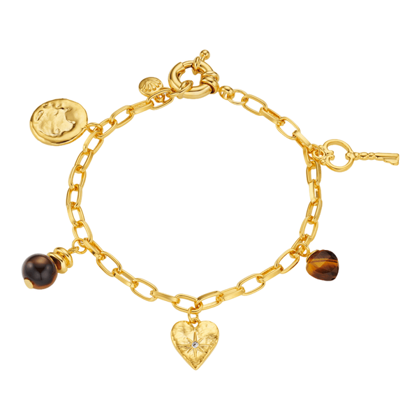 Orelia Jewellery Mixed Charm & Tigers Eye Bracelet
