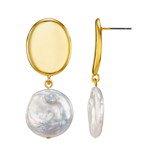 Orelia Jewellery Polished Coin & Pearl Earrings