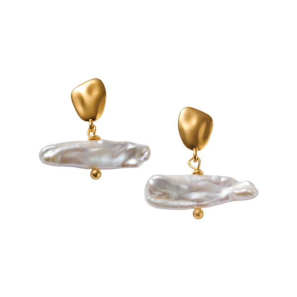 Katie Loxton Sol Pearl Bar Waterproof Gold Earrings