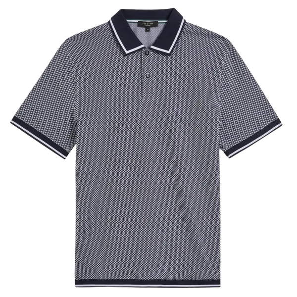 Ted Baker Affric Short Sleeve Geometric Textured Polo Shirt for Men