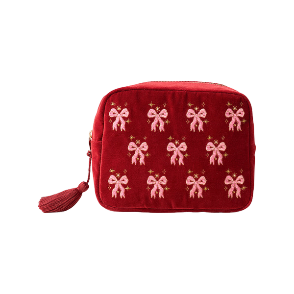 Elizabeth Scarlett Dazzling Bows Velvet Wash Bag