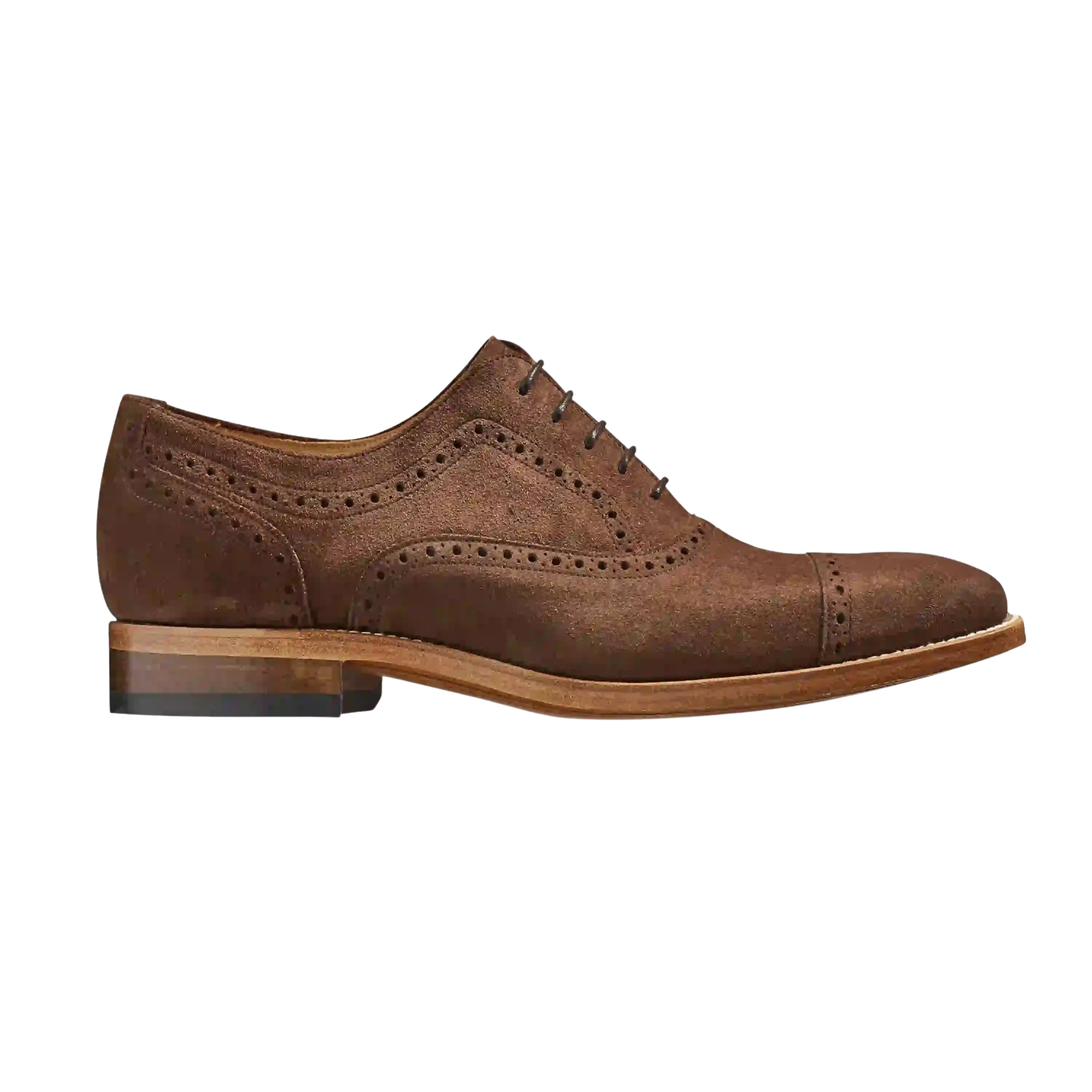 Barker Luke Oxford Brogue Shoes in Brown Suede
