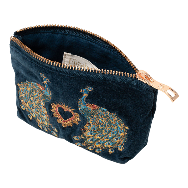 Elizabeth Scarlett Peacock Floral Velvet Coin Purse