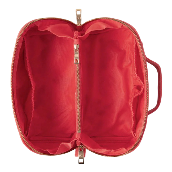 Elizabeth Scarlett Summer Peach Velvet Open Flat Makeup Bag