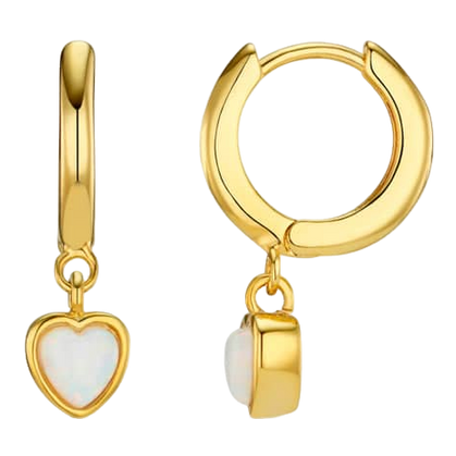 Orelia Jewellery Opal Heart Drop Huggie Hoop Earrings