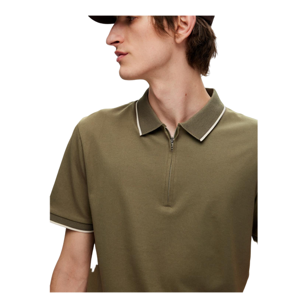 Selected Figo Zip Short Sleeve Polo